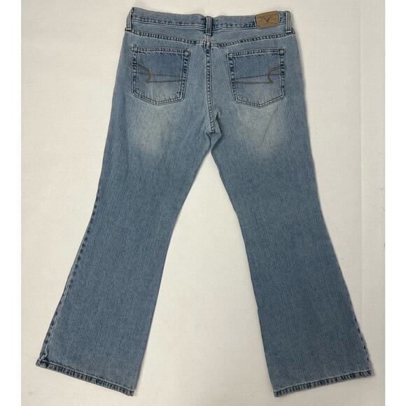 Vintage American Eagle Size 10 Short Hipster Y2K Low Rise Jeans Flare 2000s - Picture 3 of 12